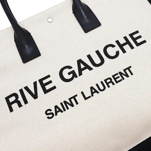 Saint Laurent Rive Gauche Linen Tote Bag White - Picture 5 of 5